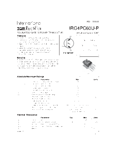 International Rectifier irg4pc60u-p  . Electronic Components Datasheets Active components Transistors International Rectifier irg4pc60u-p.pdf