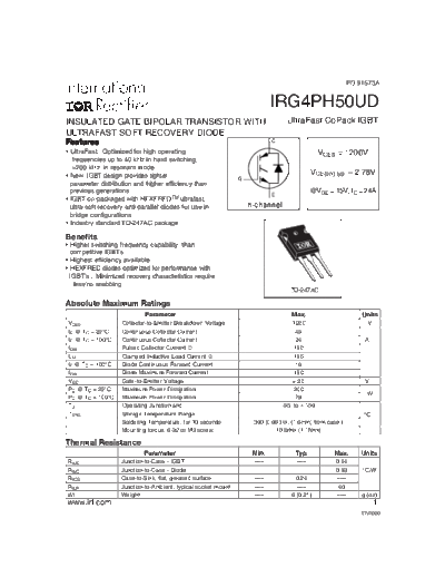 International Rectifier irg4ph50ud  . Electronic Components Datasheets Active components Transistors International Rectifier irg4ph50ud.pdf