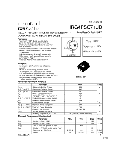 International Rectifier irg4psc71ud  . Electronic Components Datasheets Active components Transistors International Rectifier irg4psc71ud.pdf