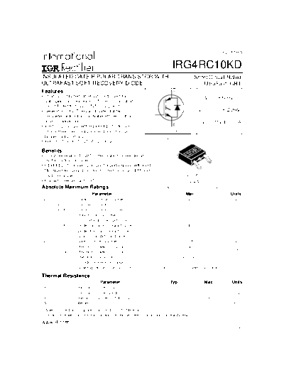 International Rectifier irg4rc10kd  . Electronic Components Datasheets Active components Transistors International Rectifier irg4rc10kd.pdf