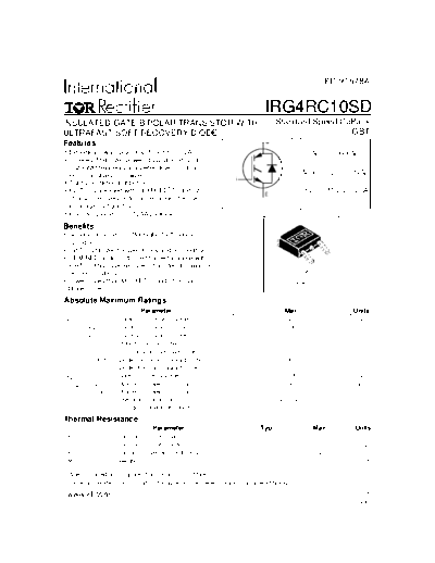 International Rectifier irg4rc10sd  . Electronic Components Datasheets Active components Transistors International Rectifier irg4rc10sd.pdf