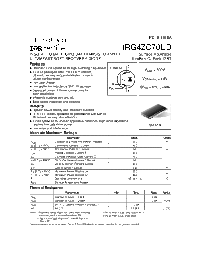 International Rectifier irg4zc70ud  . Electronic Components Datasheets Active components Transistors International Rectifier irg4zc70ud.pdf