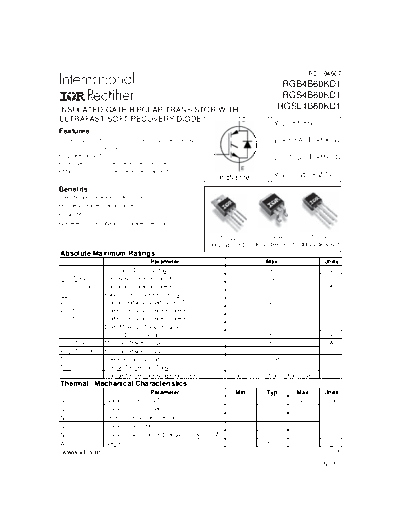 International Rectifier irgb4b60kd1  . Electronic Components Datasheets Active components Transistors International Rectifier irgb4b60kd1.pdf