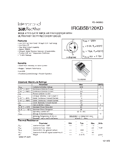 International Rectifier irgb5b120kd  . Electronic Components Datasheets Active components Transistors International Rectifier irgb5b120kd.pdf