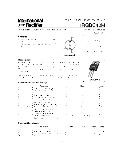 International Rectifier irgbc40m  . Electronic Components Datasheets Active components Transistors International Rectifier irgbc40m.pdf