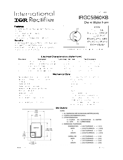 International Rectifier irgc5b60kb  . Electronic Components Datasheets Active components Transistors International Rectifier irgc5b60kb.pdf