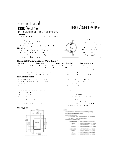 International Rectifier irgc5b120kb  . Electronic Components Datasheets Active components Transistors International Rectifier irgc5b120kb.pdf