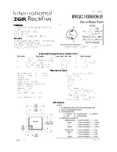International Rectifier irgc10b60kb  . Electronic Components Datasheets Active components Transistors International Rectifier irgc10b60kb.pdf