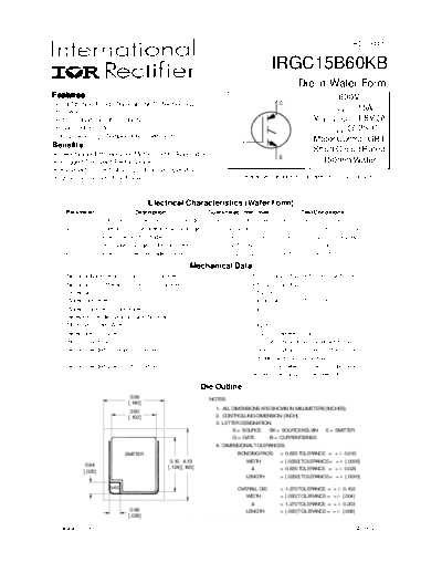 International Rectifier irgc15b60kb  . Electronic Components Datasheets Active components Transistors International Rectifier irgc15b60kb.pdf
