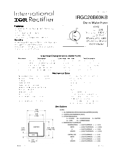 International Rectifier irgc20b60kb  . Electronic Components Datasheets Active components Transistors International Rectifier irgc20b60kb.pdf