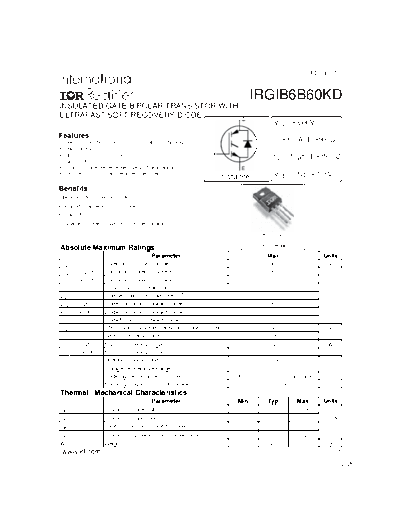 International Rectifier irgib6b60kd  . Electronic Components Datasheets Active components Transistors International Rectifier irgib6b60kd.pdf