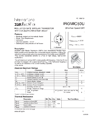 International Rectifier irgmic50u  . Electronic Components Datasheets Active components Transistors International Rectifier irgmic50u.pdf