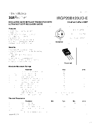 International Rectifier irgp20b120ud-e  . Electronic Components Datasheets Active components Transistors International Rectifier irgp20b120ud-e.pdf
