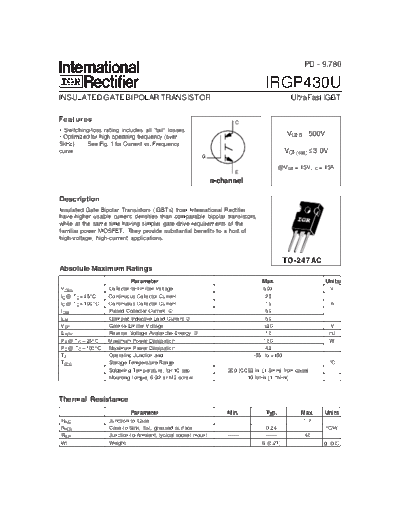 International Rectifier irgp430u  . Electronic Components Datasheets Active components Transistors International Rectifier irgp430u.pdf