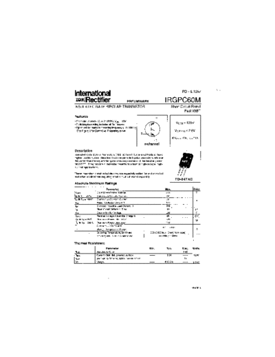 International Rectifier irgpc60m  . Electronic Components Datasheets Active components Transistors International Rectifier irgpc60m.pdf