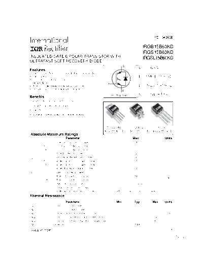 International Rectifier irgs15b60kd  . Electronic Components Datasheets Active components Transistors International Rectifier irgs15b60kd.pdf