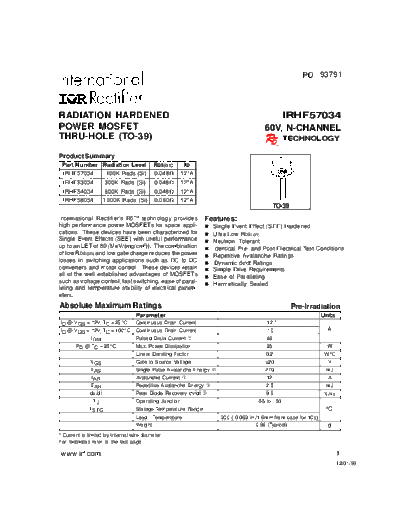International Rectifier irhf57034  . Electronic Components Datasheets Active components Transistors International Rectifier irhf57034.pdf