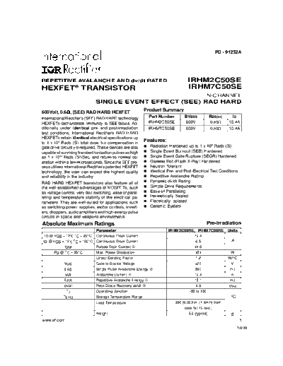 International Rectifier irhm2c50se  . Electronic Components Datasheets Active components Transistors International Rectifier irhm2c50se.pdf