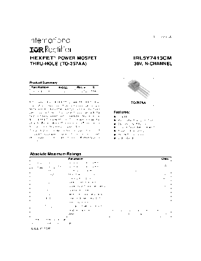 International Rectifier irl5y7413cm  . Electronic Components Datasheets Active components Transistors International Rectifier irl5y7413cm.pdf