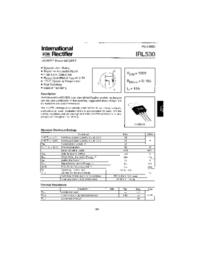 International Rectifier irl530  . Electronic Components Datasheets Active components Transistors International Rectifier irl530.pdf