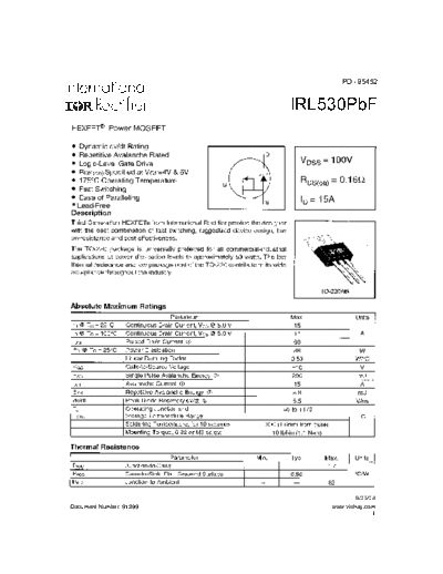 International Rectifier irl530pbf  . Electronic Components Datasheets Active components Transistors International Rectifier irl530pbf.pdf