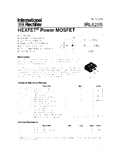 International Rectifier irl620s  . Electronic Components Datasheets Active components Transistors International Rectifier irl620s.pdf
