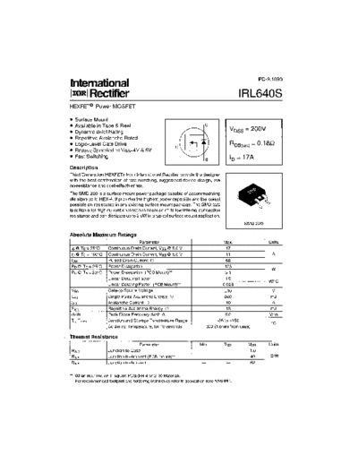 International Rectifier irl640s  . Electronic Components Datasheets Active components Transistors International Rectifier irl640s.pdf