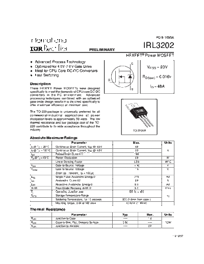 International Rectifier irl3202  . Electronic Components Datasheets Active components Transistors International Rectifier irl3202.pdf