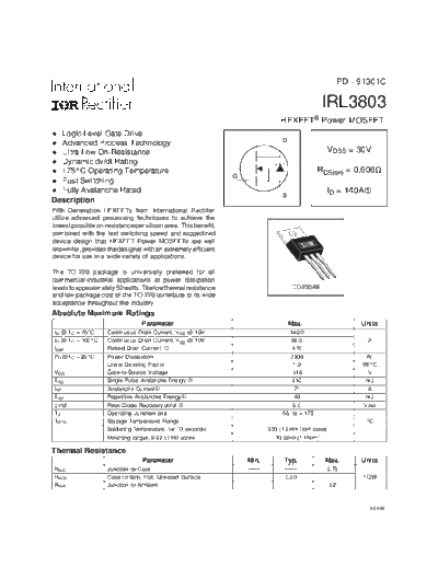 International Rectifier irl3803  . Electronic Components Datasheets Active components Transistors International Rectifier irl3803.pdf