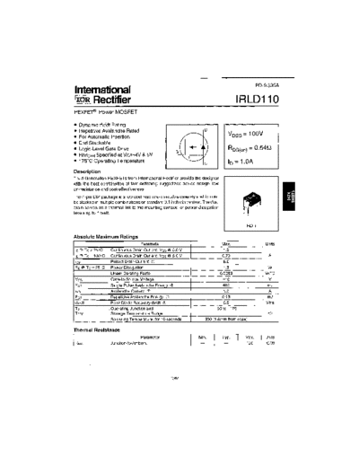 International Rectifier irld110  . Electronic Components Datasheets Active components Transistors International Rectifier irld110.pdf