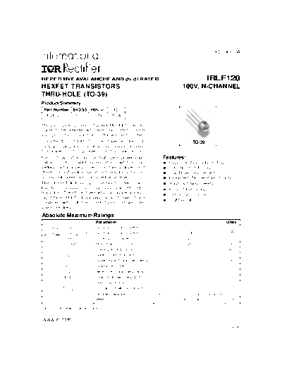 International Rectifier irlf120  . Electronic Components Datasheets Active components Transistors International Rectifier irlf120.pdf
