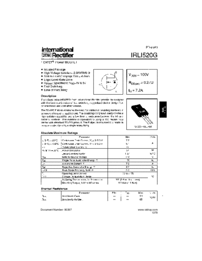 International Rectifier irli520g  . Electronic Components Datasheets Active components Transistors International Rectifier irli520g.pdf