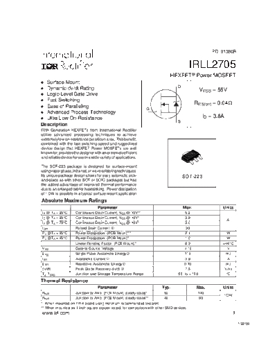 International Rectifier irll2705  . Electronic Components Datasheets Active components Transistors International Rectifier irll2705.pdf