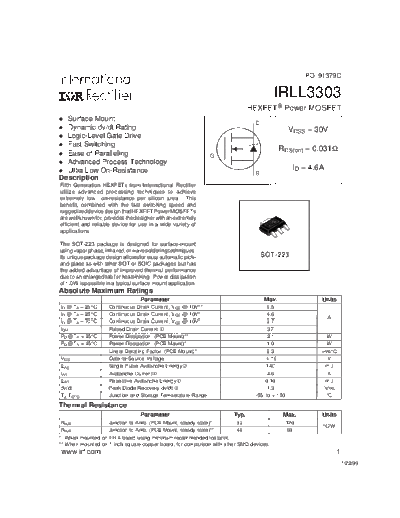 International Rectifier irll3303  . Electronic Components Datasheets Active components Transistors International Rectifier irll3303.pdf