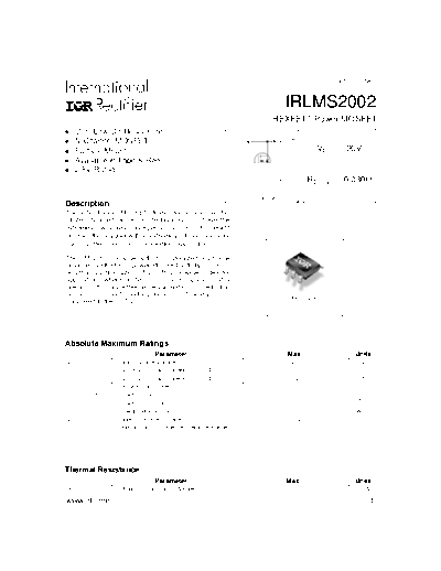 International Rectifier irlms2002  . Electronic Components Datasheets Active components Transistors International Rectifier irlms2002.pdf