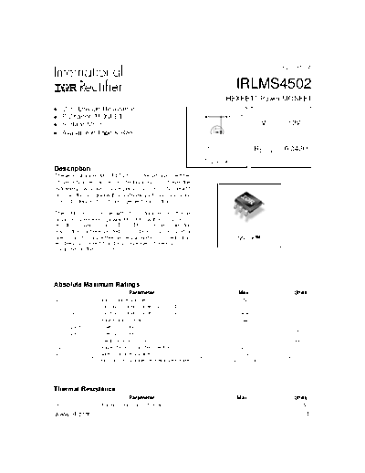 International Rectifier irlms4502  . Electronic Components Datasheets Active components Transistors International Rectifier irlms4502.pdf