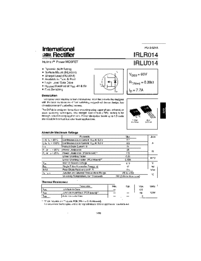 International Rectifier irlr014  . Electronic Components Datasheets Active components Transistors International Rectifier irlr014.pdf