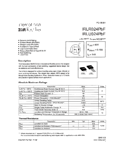 International Rectifier irlr024pbf irlu024pbf  . Electronic Components Datasheets Active components Transistors International Rectifier irlr024pbf_irlu024pbf.pdf