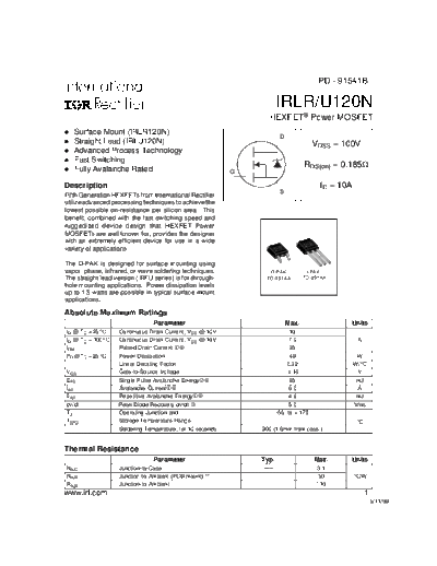 International Rectifier irlr120n  . Electronic Components Datasheets Active components Transistors International Rectifier irlr120n.pdf