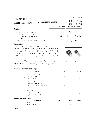 International Rectifier irlr3105  . Electronic Components Datasheets Active components Transistors International Rectifier irlr3105.pdf