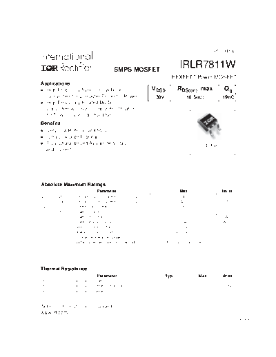 International Rectifier irlr7811w  . Electronic Components Datasheets Active components Transistors International Rectifier irlr7811w.pdf
