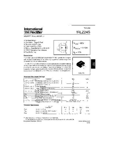 International Rectifier irlz24s  . Electronic Components Datasheets Active components Transistors International Rectifier irlz24s.pdf