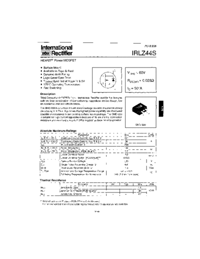 International Rectifier irlz44s  . Electronic Components Datasheets Active components Transistors International Rectifier irlz44s.pdf
