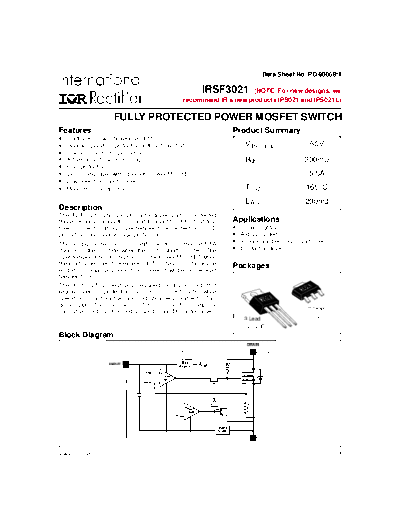 International Rectifier irsf3021  . Electronic Components Datasheets Active components Transistors International Rectifier irsf3021.pdf