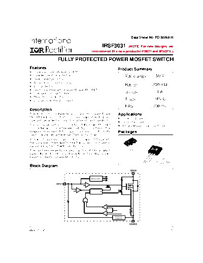 International Rectifier irsf3031  . Electronic Components Datasheets Active components Transistors International Rectifier irsf3031.pdf