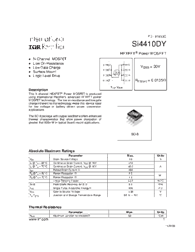 International Rectifier si4410dy  . Electronic Components Datasheets Active components Transistors International Rectifier si4410dy.pdf