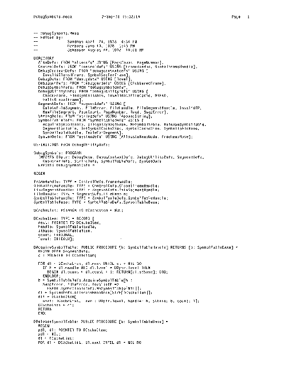 xerox DebugSymbols.mesa Sep78  xerox mesa 4.0_1978 listing Mesa_4_Debug DebugSymbols.mesa_Sep78.pdf