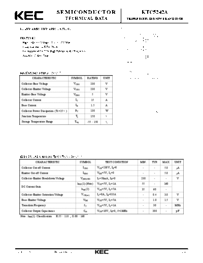 KEC ktc5242a  . Electronic Components Datasheets Active components Transistors KEC ktc5242a.pdf