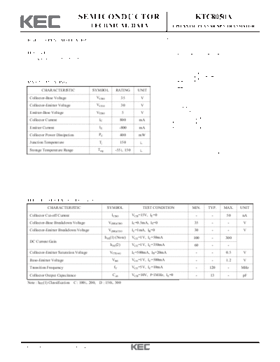 KEC ktc8050a  . Electronic Components Datasheets Active components Transistors KEC ktc8050a.pdf