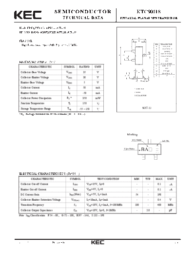 . Electronic Components Datasheets ktc9011s  . Electronic Components Datasheets Active components Transistors KEC ktc9011s.pdf